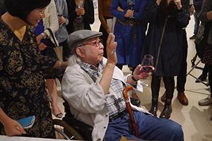 Artist Gaylord Chan at an exhibition opening at Hanart TZ Gallery, 16 April 2014