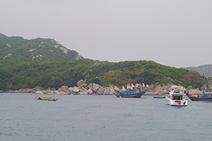 Boats with flags, Po Toi island, 21 April 2014