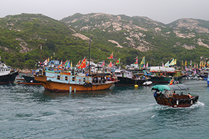Boats with flags, Po Toi island, 21 April 2014
