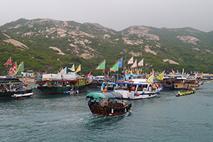 Boats with flags, Po Toi island, 21 April 2014