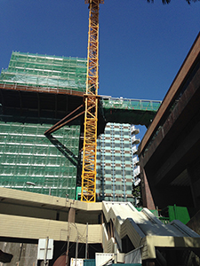 MTR entrance lift tower under construction on the HKU campus, Pokfulam, 4 July 2014