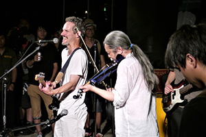 The Box, performing outside the Hong Kong Arts Centre, Wanchai, 19 July 2014