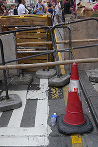 Detail of barricade at the Mongkok Umbrella Movement occupation site, 30 September 2014