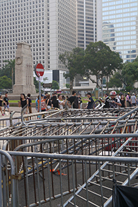 Barricade at the Central Umbrella Movement occupation site, Connaught Road Central, 30 September 2014