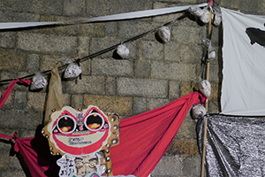 Artworks by Kwok Mang Ho installed in Chancery Lane, Central, 26 September 2014