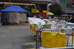 Posters at the Causeway Bay Umbrella Movement occupation site, Yee Wo Street, 14 October 2014