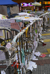 Posters at the Causeway Bay Umbrella Movement occupation site, Yee Wo Street, 14 October 2014