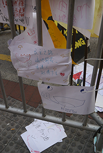 Posters at the Causeway Bay Umbrella Movement occupation site, Yee Wo Street, 14 October 2014