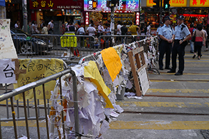 Posters at the Causeway Bay Umbrella Movement occupation site, Yee Wo Street, 14 October 2014