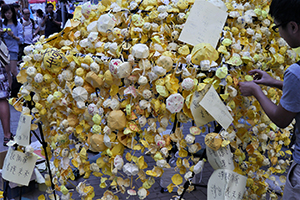 Umbrella installation at the Admiralty Umbrella Movement occupation site, Harcourt Road, 14 October 2014