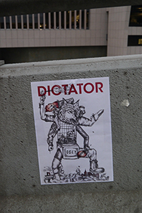 Posters at the Central Umbrella Movement occupation site, Connaught Road Central, 14 October 2014