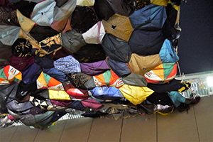 Umbrella installation at the Admiralty Umbrella Movement occupation site, Harcourt Road, 16 October 2014