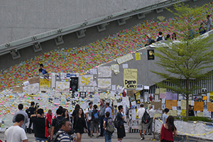 Lennon Wall at the Admiralty Umbrella Movement occupation site, Harcourt Road, 14 October 2014