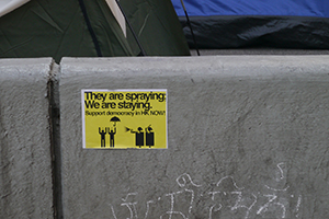 Posters at the Admiralty Umbrella Movement occupation site, Harcourt Road, 14 October 2014