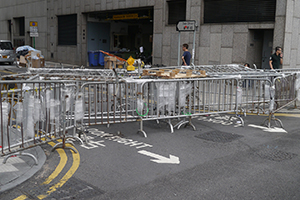 Barricade at the Central Umbrella Movement occupation site, Club Street, 25 October 2014