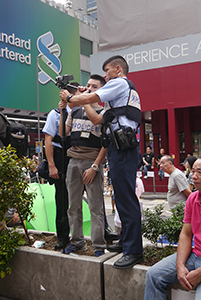 Police at the Mongkok Umbrella Movement occupation site, Nathan Road, 26 October 2014