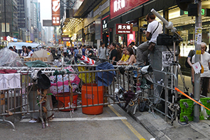 Barricade at the Mongkok Umbrella Movement occupation site, Nathan Road, 26 October 2014