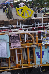 Barricade at the Mongkok Umbrella Movement occupation site, Nathan Road, 26 October 2014