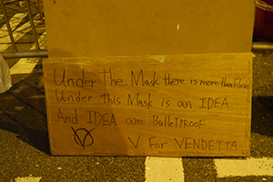 Posters at the Admiralty Umbrella Movement occupation site, Harcourt Road, 20 October 2014
