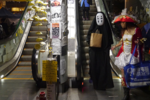 Halloween costume at the Admiralty Umbrella Movement occupation site, Harcourt Road, 31 October 2014