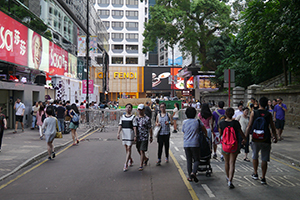 Barricade at the Tsim Sha Tsui Umbrella Movement occupation site, Haiphong Road, 1 October 2014