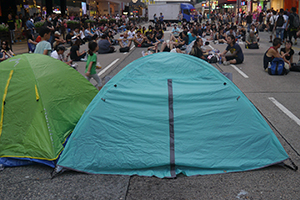 Tents at the Tsim Sha Tsui Umbrella Movement occupation site, Canton Road, 1 October 2014
