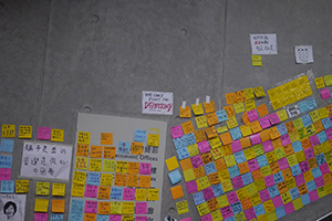 Lennon Wall at the Admiralty Umbrella Movement occupation site, Harcourt Road, 1 October 2014