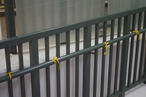 Yellow ribbons on a hand rail, Central, 1 October 2014