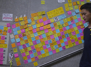 Lennon Wall at the Admiralty Umbrella Movement occupation site, Harcourt Road, 1 October 2014