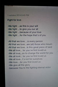 Poem at the Admiralty Umbrella Movement occupation site, Harcourt Road, 2 October 2014