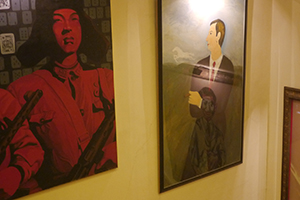 Artworks in the stairwell of the China Club, Central, 3 October 2014