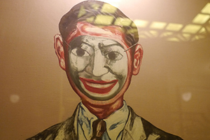 Detail of an artwork by Zeng Fanzhi at the China Club, Central, 3 October 2014