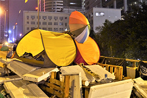 'Tank' at the Admiralty Umbrella Movement occupation site, Harcourt Road, 30 November 2014