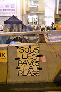 Posters at the Admiralty Umbrella Movement occupation site, Harcourt Road, 30 November 2014