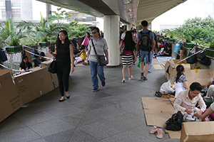 Domestic helpers gathering on footbridges, Central, 2 November 2014