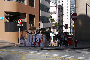 Foam boxes on the street, Graham Street, Central, 15 November 2014