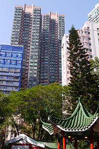 View of buildings from Hollywood Road Park, Sheung Wan, 15 November 2014