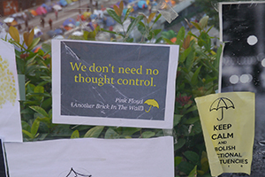 Posters at the Admiralty Umbrella Movement occupation site, Harcourt Road, 15 November 2014