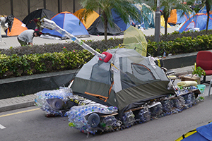 'Tank' at the Admiralty Umbrella Movement occupation site, Tim Mei Avenue, 15 November 2014