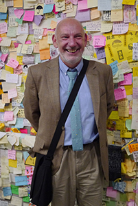 Design historian Matthew Turner in front of the Lennon Wall, Admiralty, 19 November 2014