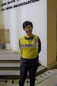 Nurse Esther Yiu on duty at the Anne Black Hong Kong Red Cross Headquarters Building, Harcourt Road, 30 November 2014