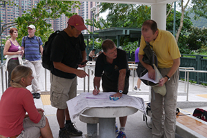 Map reading, prior to a hike to Sai Kung through the Ma On Shan Country Park, 29 November 2014