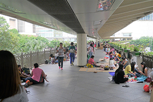 Domestic helpers gathering on a footbridge, Central, 2 November 2014