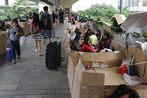 Domestic helpers gathering on a footbridge, Central, 2 November 2014