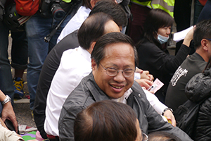 Albert Ho at the Admiralty Umbrella Movement occupation site on its final day, Harcourt Road, 11 December 2014