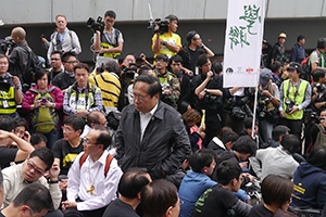 Albert Ho at the Admiralty Umbrella Movement occupation site on its final day, Harcourt Road, 11 December 2014