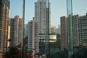 View through the window of the Central Library, Causeway Bay, 14 December 2014