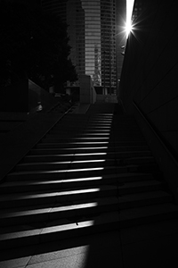 Light on steps next to the Bank of China Tower, Central, 20 December 2014