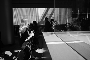 Light and shadows on an overhead walkway to the IFC mall, 16 December 2014