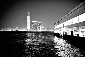 Night view of Victoria Harbour from Central Ferry Piers, 16 December 2014